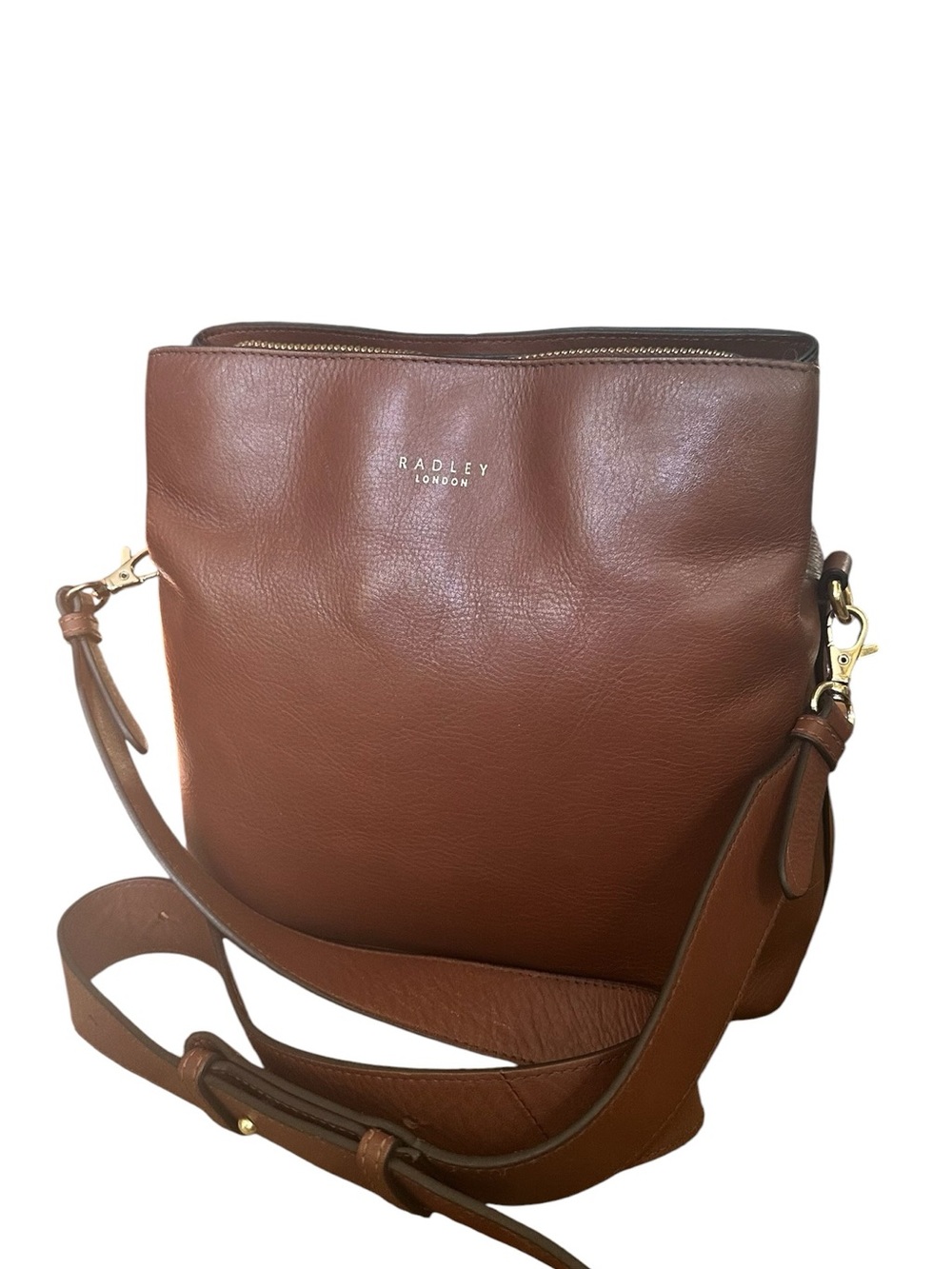 Radley London Cognac Leather Crossbody Bag Brown Bucket Purse